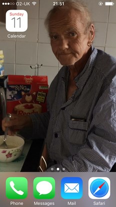 Dad making his breakfast. First morning he moved in with me.13/4/17