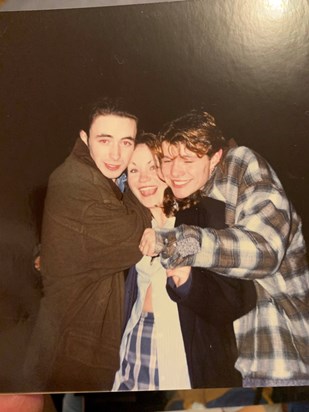 Mark Foley, Cathy and Mike. New Years Eve around 1995ish celebrating at the roundabout in Llanishen Village. 