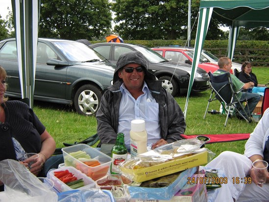 Charlie at Newmarket Racecourse having our picnic - with the fishing club !