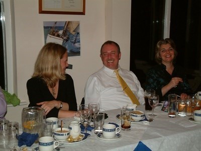 Andy enjoying dinner at Gins Farm beside the Beaulieu River.