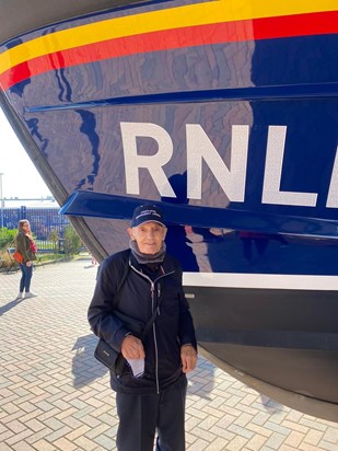 Dad at the RNLU college in Poole with RNLB St. Christopher 