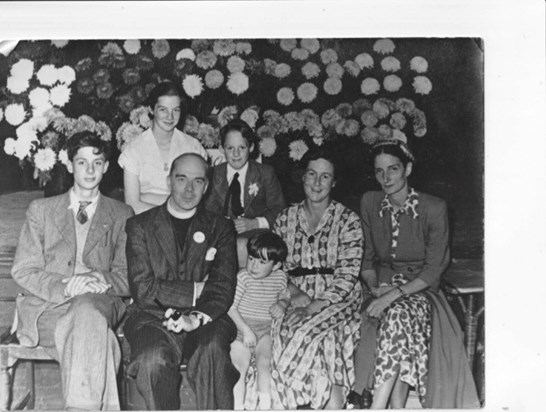 St Werbergs Bristol 1954, L to R: Mark, Clare, Eric, John, Paul, Phyllis, a friend