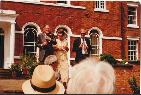 Mark and Sabine's wedding at Bishop's Croft, 23rd May 1997. Blessing and speech from Archbishop Robert Runcie