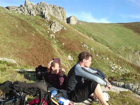 lunch and sunshine on the cliff tops - better than climbing!