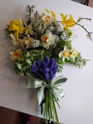 Flowers for Mum's coffin from our garden