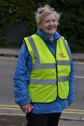 Chris marshalling for our events at work in the cold. She was a real trooper!
