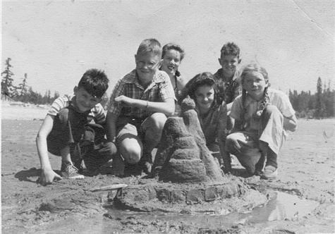 Bob, Tim, ?, Jean, Nick, Sally - Rocky Bay, August 1941