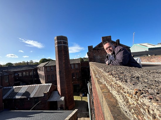 Viewing Sheffield from the roof of Portland Works