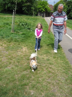 Walking Charlie with Ella