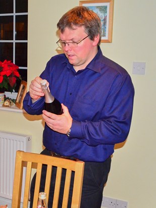 Opening the bubbly one Christmas