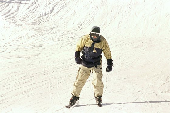 Andy (at quarter-speed) on his snow blades….Banff 2001