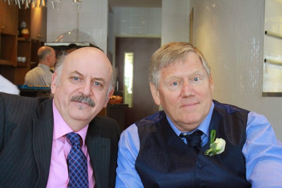 With best friend and cousin Don, at Tom’s wedding 