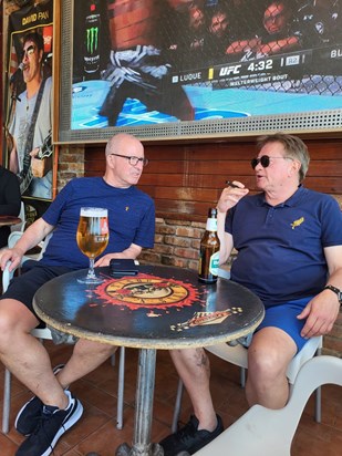 Benidorm May 2024 - Me and Steve putting the World to right. A great mate who will be sorely missed in our return trip to Benidorm in October, but never forgotten