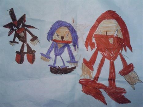 JJ enjoyed drawing sonic, shadow and tails (tiddles)
