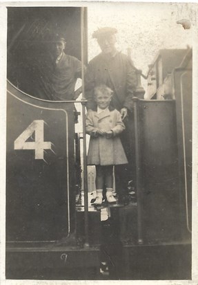 1938 Summer Father (aged 5) with Grandad Leake and his fireman, Cleethorpes Station