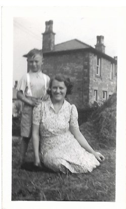 1940 Father and his Mother, 16 Crag View Cononley, back lawn 