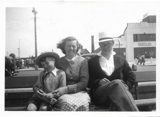 1950 Father with Malcolm and their Mother Morecambe