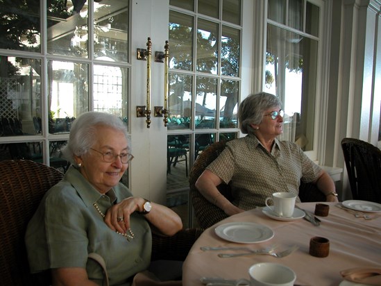 2003 January: Breakfast on the Lanai at the Moana Surfrider in Honolulu, Hawaii