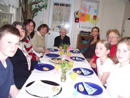 2008: Mrs. Justus with students and staff