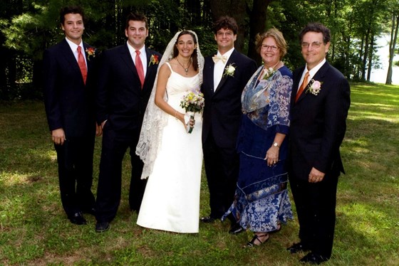 2007 July: Ben & Hannah's Wedding: Matthew, Alex, Hannah, Ben, Sheila, Peter