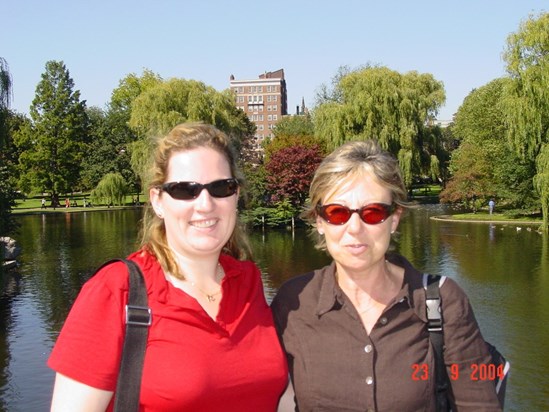 Carol and Catherine after a day of shopping in Boston
