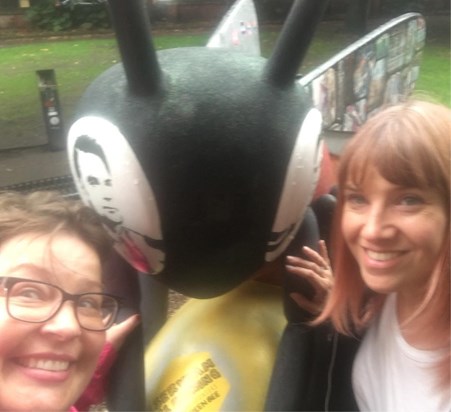 The great bee hunt (on a very wet Manchester Saturday). I think this was the last one Bex needed to get, hence her looking excited and me a little jaded