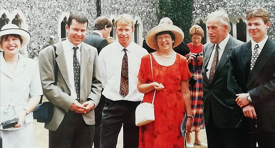 Bex with her parents and three brothers 1996.