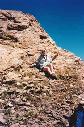 Sue at 2836 metres in French Alps 2003