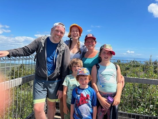 Hattie and family off on a hike to rangitoto island.