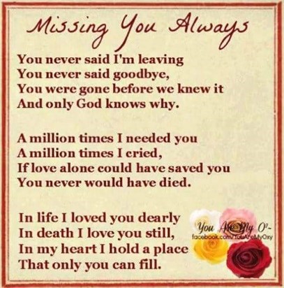 Will always miss you mummy xx