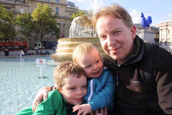 Ethan, Henry and Andrew at Trafalgar Square.