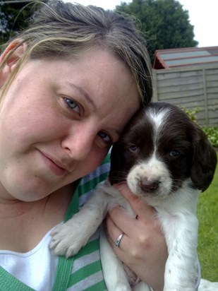 Donna with one of Jan's puppies