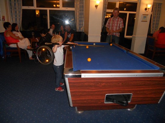 Jack playing snooker with Daddy
