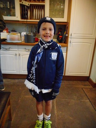 Jack in his PNE football kit ready for his football party.
