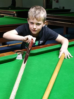Jack concentrating on his snooker at The Elite Snooker Club.