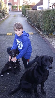Jack with his two dogs, Meg and Teddy