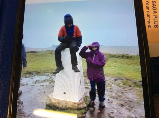 At the top of Nicky Nook in the wet and windy weather.