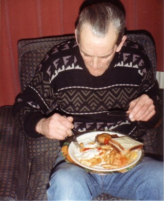 Den with his Egg & Chips