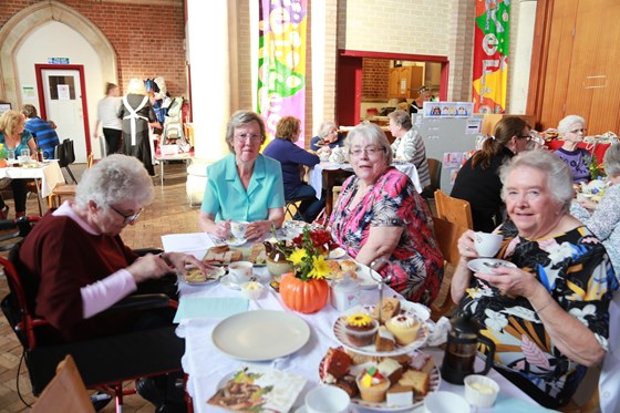 Eileen with friends at Harvest afternoon tea