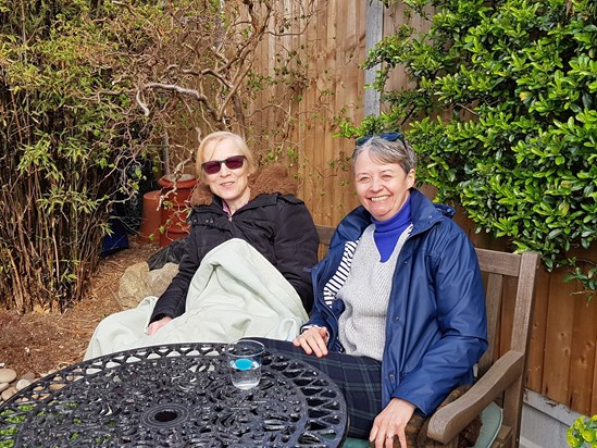 25/4/21 meeting up in the garden during Covid social distancing