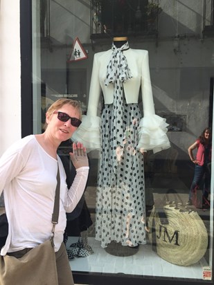 Wedding outfit window shopping in Spain