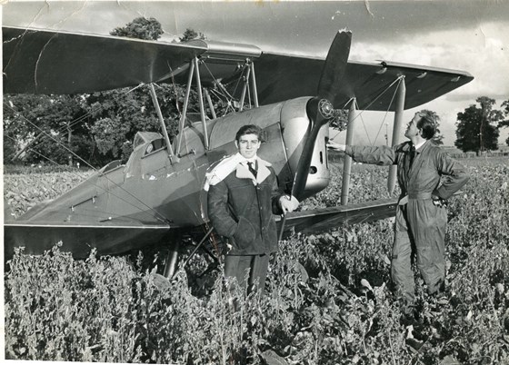 Jonathon,18, & instructor, after landing his aeroplane safely following damage to the propeller