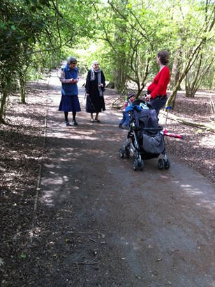 Walking in Bigwood Beryl, Evie,  Ted Liz+bump!