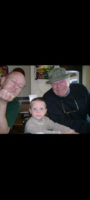 Great Grandad Harry with a young Alfie and Grandad Alan 