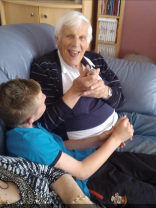 Grandad holding Alfie’s lizard 