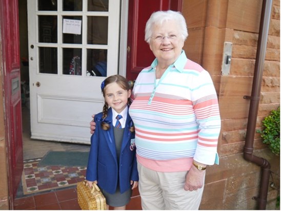 With Freya on her First Day of School