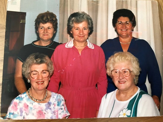 Isa and her sisters L-R Back Betty, USA, janette, front L Margaret front right Cathy 