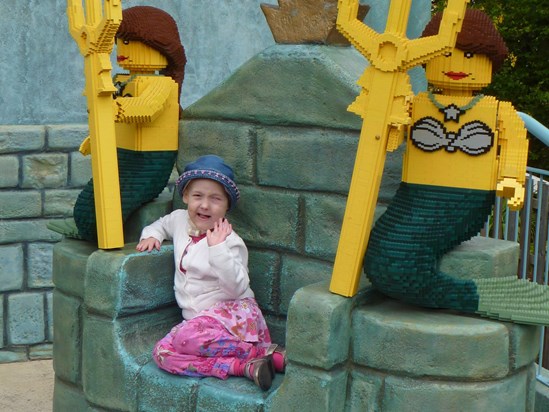 laura and mermaids in Legoland Winsor
