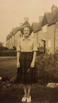 Outside her childhood home in Alresford
