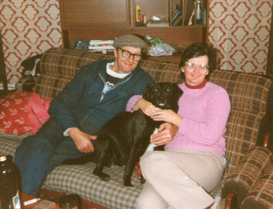 Bill with wife cathy and dusty the dog at drumblade